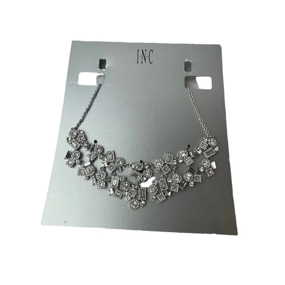 NWT INC INTERNATIONAL CONCEPTS Silver-Tone Crystal Frontal Necklace, 17